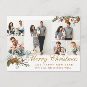 Cartão Postal Palheiro de Natal Elegante Cones 6 Foto Saudação