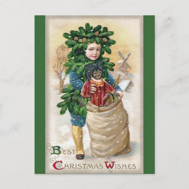 Cartão Postal Palheta: Fir Boy com Doll (Frente)