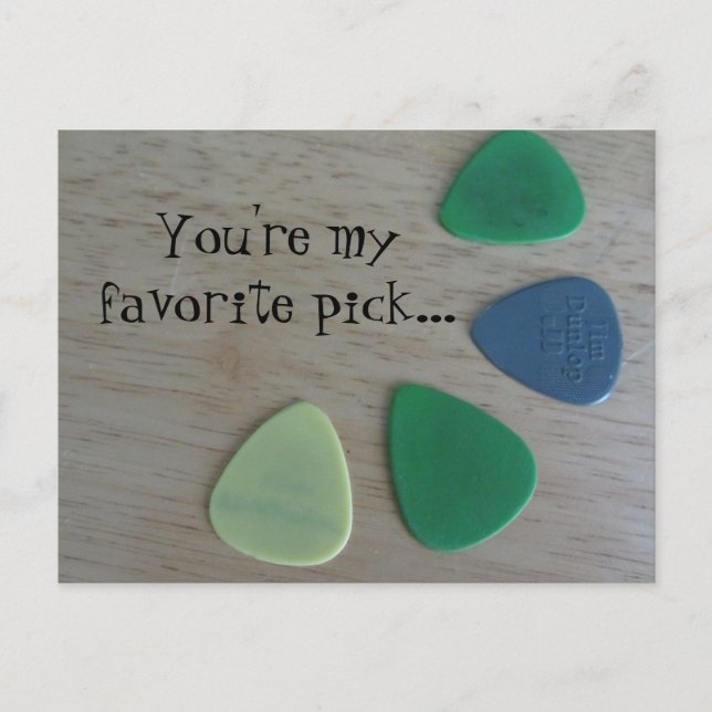 Cartão Postal Palhetas de Guitarra com Frase (Frente)
