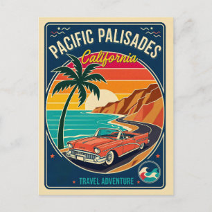 Cartão Postal Palisades do Pacífico CA Retro Viagens dos anos 50