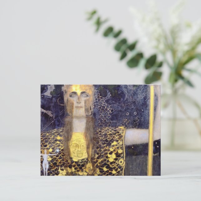 Cartão Postal Pallas Athena, de Gustav Klimt, famosa pintura (Em pé/Frente)