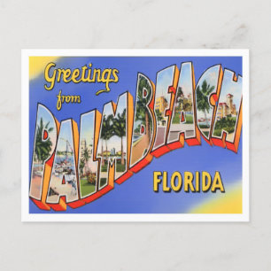 Cartão Postal Palm Beach, Florida Vintage Big Letters