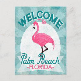 Cartão Postal Palm Beach Pink Flamingo - Flamingo Vintage Retro 