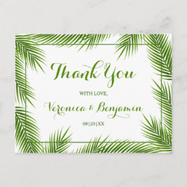 Cartão Postal Palm Deixa O Casamento De Praia Tropical Obrigado