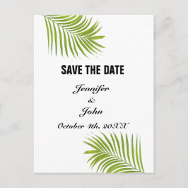 Cartão Postal Palm Tree Foliage Green Watercolor Deixa Casamento