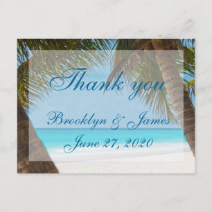 Cartão Postal Palm Trees On Beach Weding Obrigado Postcards