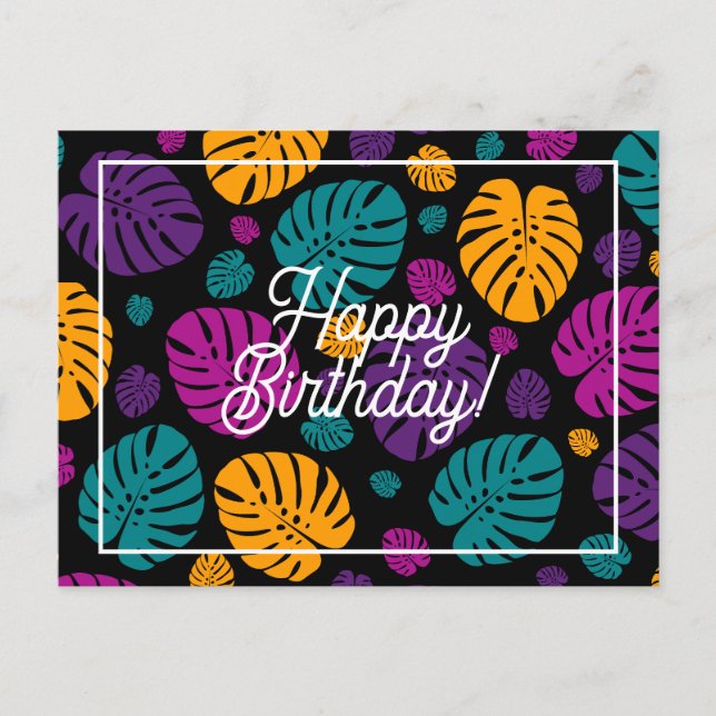 Cartão Postal Palma Colorida Sai Feliz Aniversário (Frente)