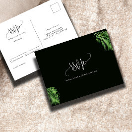 Cartão Postal Palma de Aquarela Tropical Deixa RSVP de Casamento