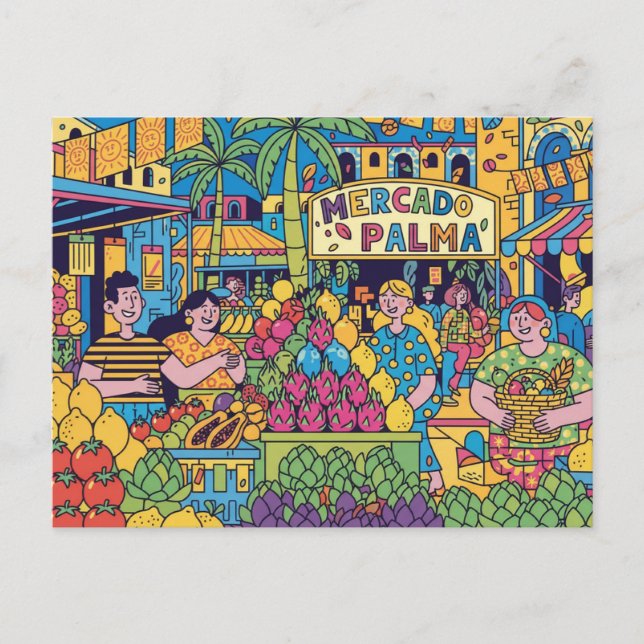 Cartão Postal  Palma de Mallorca Modern Pop Art (Frente)