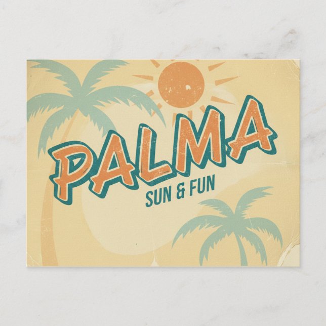 Cartão Postal Palma de Mallorca, Sol & Diversão (Frente)