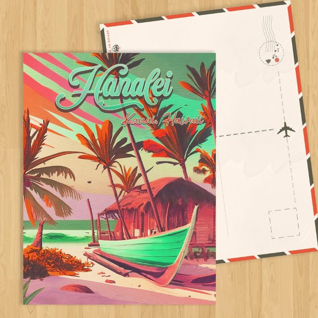 Cartão Postal Palmeira tropical solar Hanalei Kauai Hawaii 60 (Criador carregado)