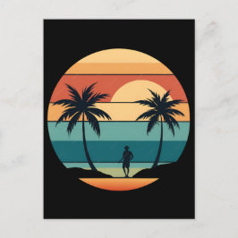 Cartão Postal Palmeiras da Praia do Pôr do Sol Vibrações de Verã
