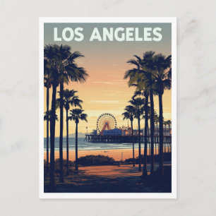 Cartão Postal Palmeiras de Los Angeles e Santa Monica Pier