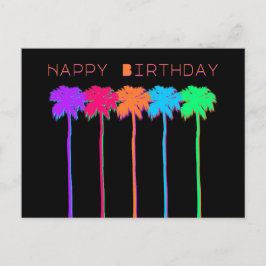 Cartão Postal Palmeiras de Neon Feliz Aniversário