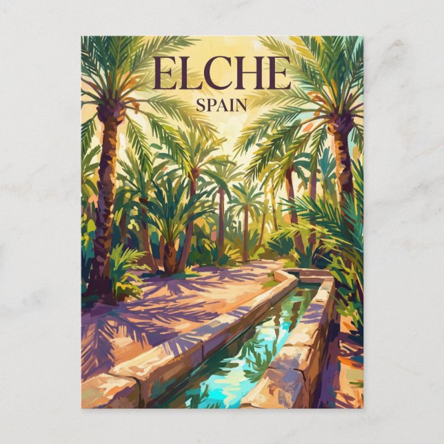 Cartão Postal Palmeral de Elche Espanha (Frente)