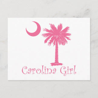 Cartão Postal Palmetto cor-de-rosa da menina de Carolina
