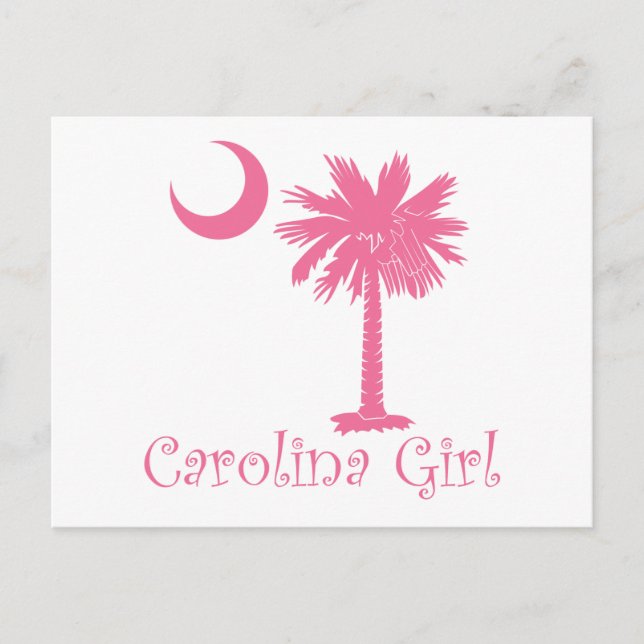Cartão Postal Palmetto cor-de-rosa da menina de Carolina (Frente)