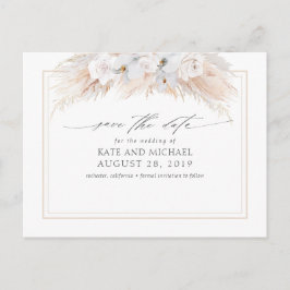 Cartão Postal Pampas Grass e Orquídeas Brancas Salvem a Data