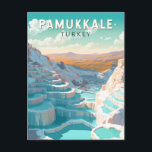 Cartão Postal Pamukkale Turkey Viagem Art Vintage<br><div class="desc">Design de viagem do vetor retro pamukkale. Ele vizinha Hierapolis,  uma antiga cidade termal romana fundada por volta de 190 a.C.</div>