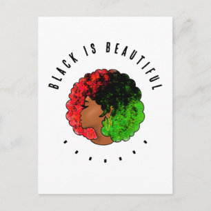 Cartão Postal Pan-africana menina mulher negra verde vermelho or