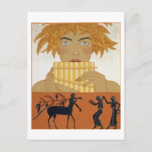 Cartão Postal Pan Piper, ilustração de Les Mythes de Paul (Frente)