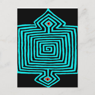 Cartão Postal Panamá Mola Tortoise - Preto Azul