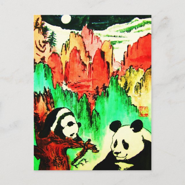 Cartão Postal Panda 04 * Panda-Kunst-Postkarte * Cartões-Panda (Frente)
