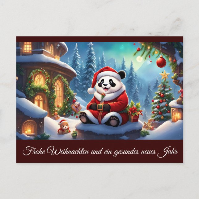 Cartão Postal Panda als Weihnachtsmann verkleidet 2 b (Frente)