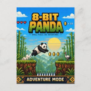 Cartão Postal Panda, Arte Pixel Retro de 8 Bits