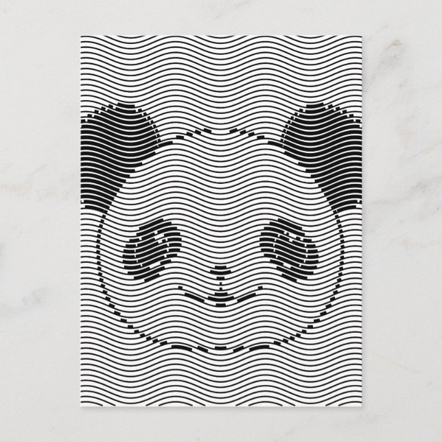 Cartão Postal Panda Bear Face On Wave Patterno (Frente)