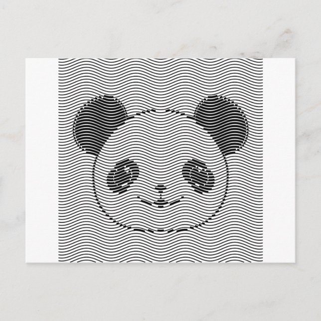 Cartão Postal Panda Bear Face On Wave Patterno (Frente)