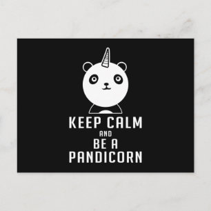 Cartão Postal Panda Bear Pandicorn Mantenha Calma Ideia De Prese