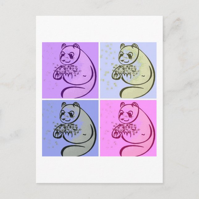 Cartão Postal Panda Bears Pop Art (Frente)