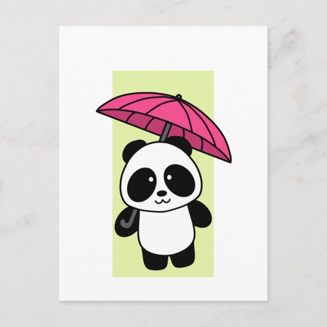 Cartão Postal Panda bonita com guarda-chuva - Cartão-postal 1000 (Frente)