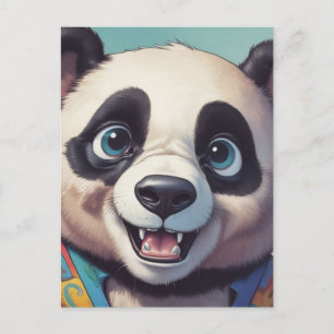Cartão Postal Panda Cartoon Drawing Art