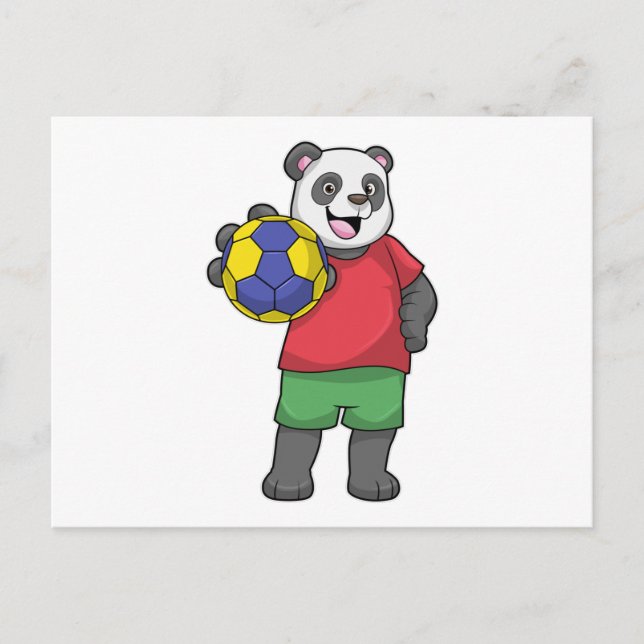 Cartão Postal Panda com Esportes de Handebol (Frente)