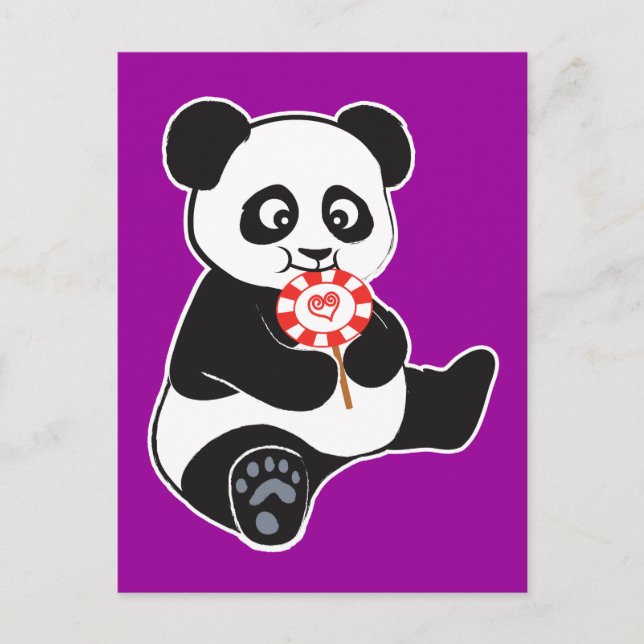 Cartão Postal Panda com pirulito (Frente)