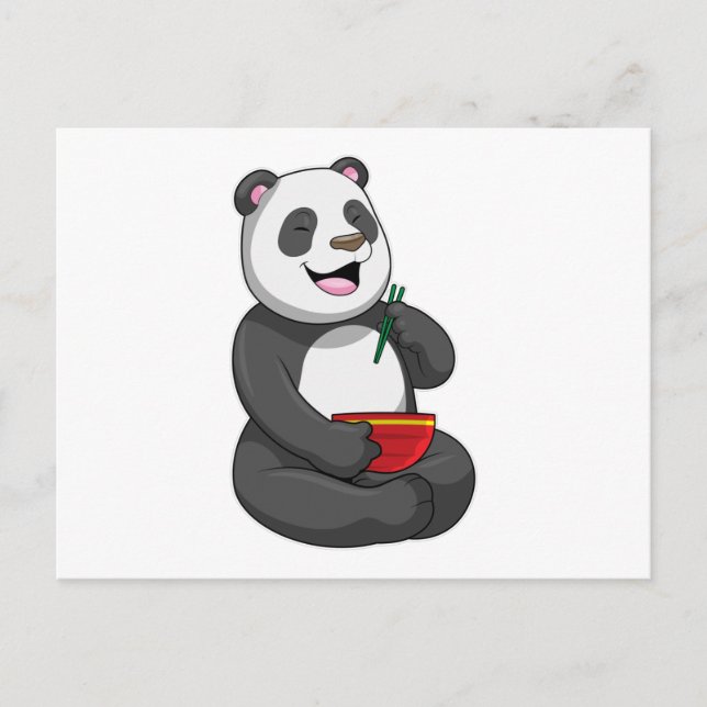 Cartão Postal Panda com Tigela de Ramen (Frente)