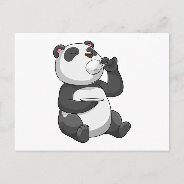 Cartão Postal Panda com Xícara de Chá (Frente)