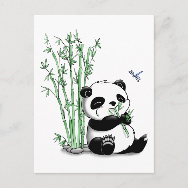 Cartão Postal Panda Comendo Bamboo (Frente)