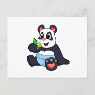 Cartão Postal Panda como Bebê com Bambu