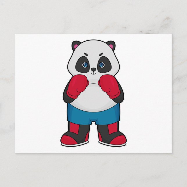 Cartão Postal Panda como boxeador com luvas de boxe (Frente)