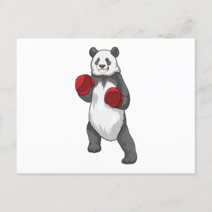 Cartão Postal Panda como Boxeador com luvas de boxe