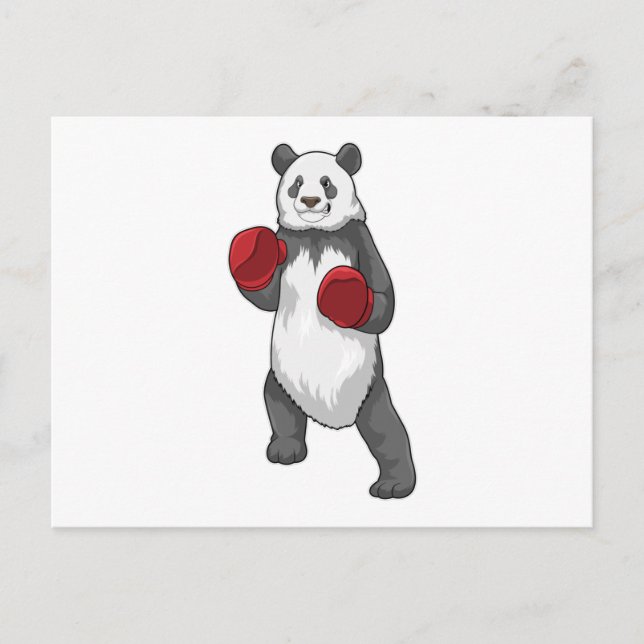 Cartão Postal Panda como boxeador com luvas de boxe (Frente)
