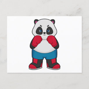Cartão Postal Panda como Boxer com luvas "in a box"