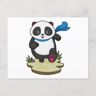 Cartão Postal Panda como Corredor com Cachecol