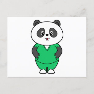 Cartão Postal Panda como enfermeira com Smock
