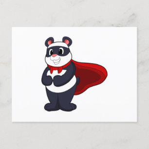 Cartão Postal Panda como Herói com Máscara e Cape