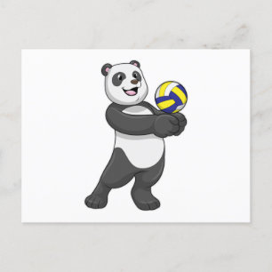 Cartão Postal Panda como jogador de volei com bola de volei