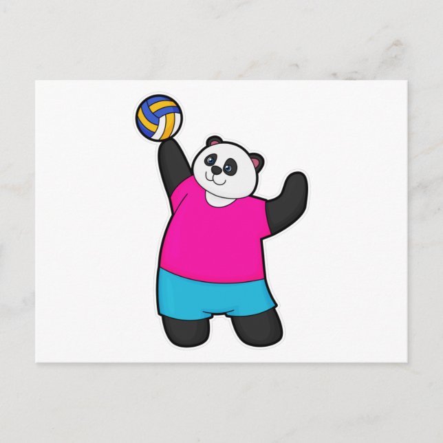 Cartão Postal Panda como jogador de voleibol com voleibol (Frente)